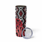 New Zealand Skinny Tumbler Aotearoa Kowhaiwhai Mix Taniko Art - Red