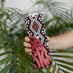 New Zealand Skinny Tumbler Aotearoa Kowhaiwhai Mix Taniko Art - Red