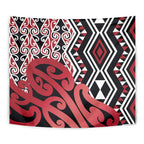 New Zealand Tapestry Aotearoa Kowhaiwhai Mix Taniko Art - Red