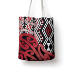 New Zealand Tote Bag Aotearoa Kowhaiwhai Mix Taniko Art - Red - Aussie Hoodie