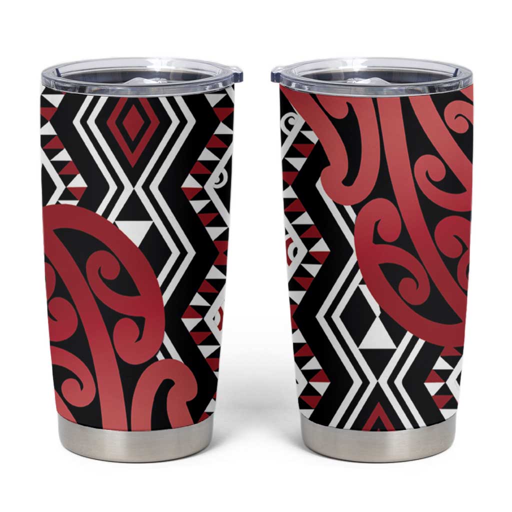 New Zealand Tumbler Cup Aotearoa Kowhaiwhai Mix Taniko Art - Red