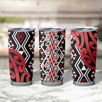 New Zealand Tumbler Cup Aotearoa Kowhaiwhai Mix Taniko Art - Red