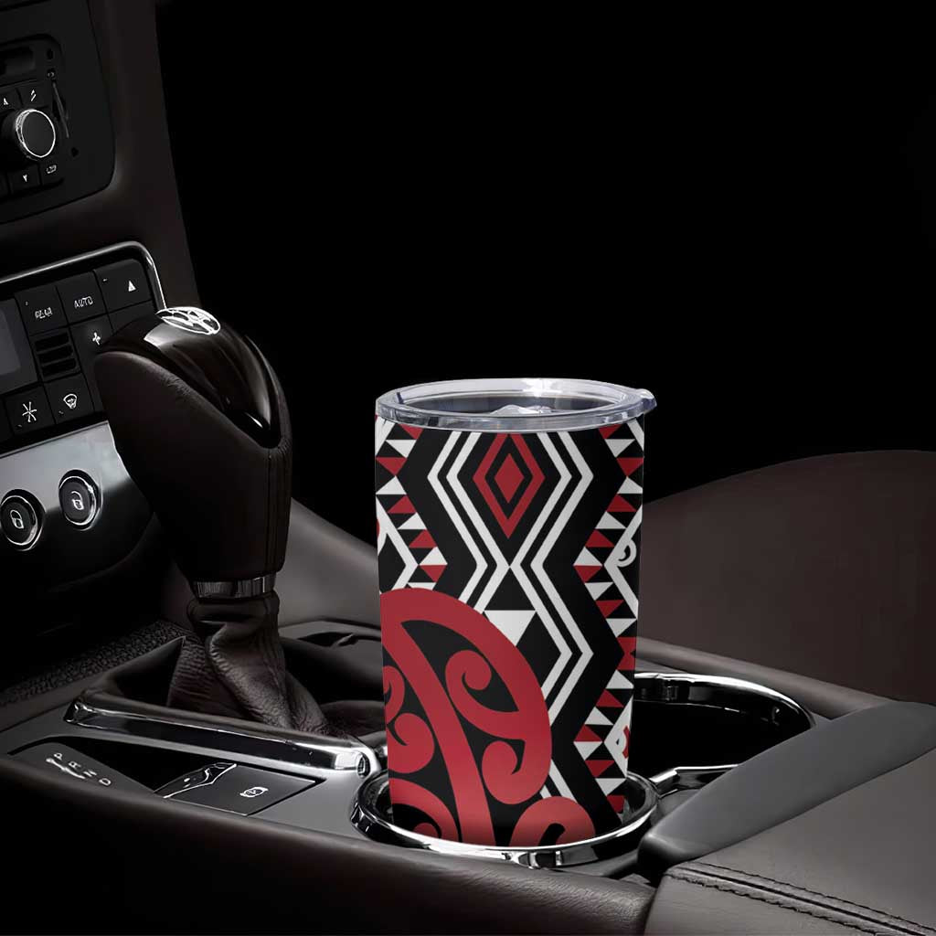 New Zealand Tumbler Cup Aotearoa Kowhaiwhai Mix Taniko Art - Red