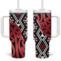 New Zealand Tumbler With Handle Aotearoa Kowhaiwhai Mix Taniko Art - Red