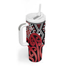 New Zealand Tumbler With Handle Aotearoa Kowhaiwhai Mix Taniko Art - Red