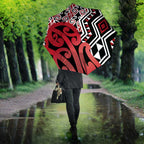 New Zealand Umbrella Aotearoa Kowhaiwhai Mix Taniko Art - Red - Aussie Hoodie