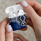 New Zealand AirPods Case Aotearoa Kowhaiwhai Mix Taniko Art - Blue - Aussie Hoodie