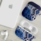 New Zealand AirPods Case Aotearoa Kowhaiwhai Mix Taniko Art - Blue - Aussie Hoodie