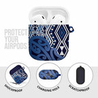 New Zealand AirPods Case Aotearoa Kowhaiwhai Mix Taniko Art - Blue - Aussie Hoodie