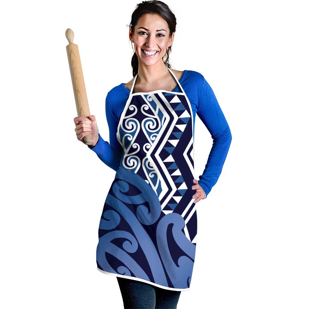 New Zealand Apron Aotearoa Kowhaiwhai Mix Taniko Art - Blue - Aussie Hoodie