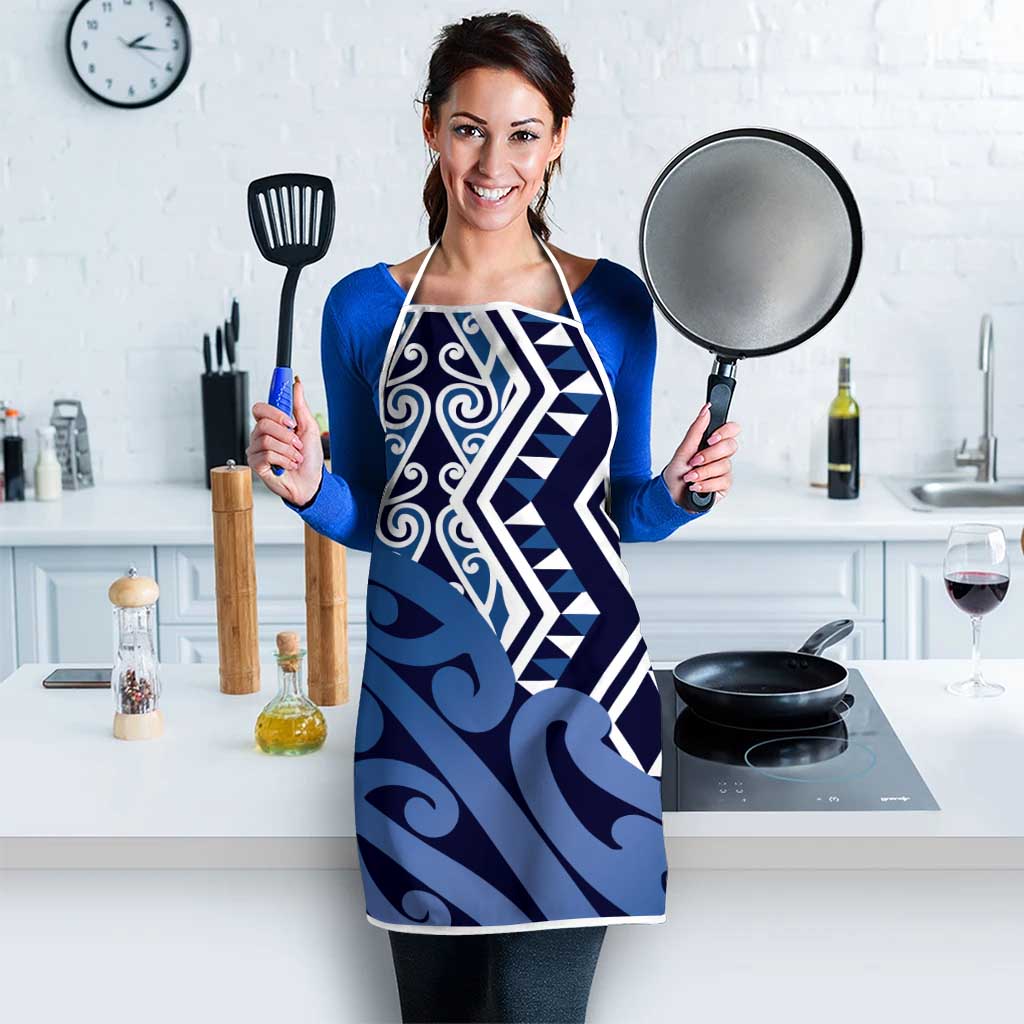 New Zealand Apron Aotearoa Kowhaiwhai Mix Taniko Art - Blue - Aussie Hoodie