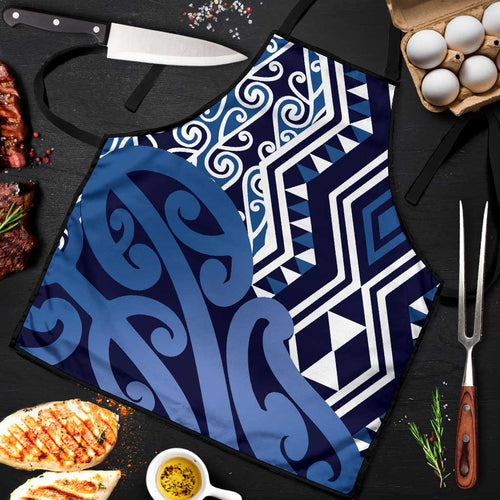 New Zealand Apron Aotearoa Kowhaiwhai Mix Taniko Art - Blue - Aussie Hoodie