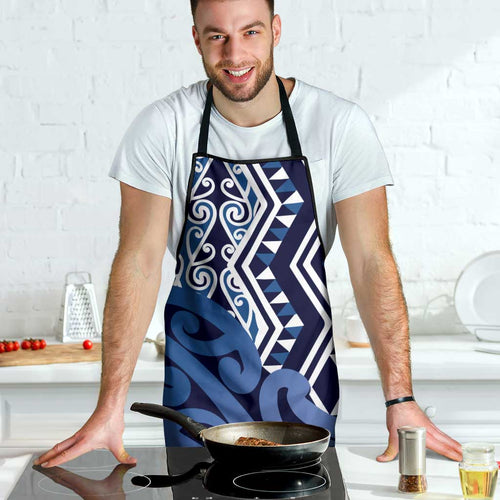 New Zealand Apron Aotearoa Kowhaiwhai Mix Taniko Art - Blue - Aussie Hoodie