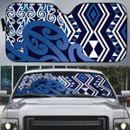 New Zealand Auto Sun Shade Aotearoa Kowhaiwhai Mix Taniko Art - Blue - Aussie Hoodie