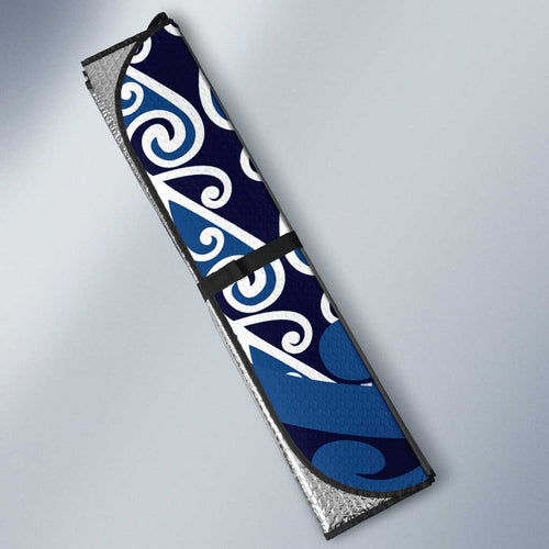 New Zealand Auto Sun Shade Aotearoa Kowhaiwhai Mix Taniko Art - Blue - Aussie Hoodie
