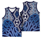 New Zealand Basketball Jersey Aotearoa Kowhaiwhai Mix Taniko Art - Blue - Aussie Hoodie