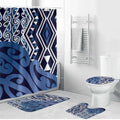 New Zealand Bathroom Set Aotearoa Kowhaiwhai Mix Taniko Art - Blue - Aussie Hoodie
