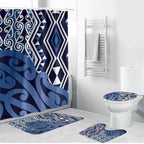 New Zealand Bathroom Set Aotearoa Kowhaiwhai Mix Taniko Art - Blue - Aussie Hoodie