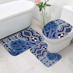 New Zealand Bathroom Set Aotearoa Kowhaiwhai Mix Taniko Art - Blue - Aussie Hoodie