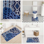 New Zealand Bathroom Set Aotearoa Kowhaiwhai Mix Taniko Art - Blue - Aussie Hoodie