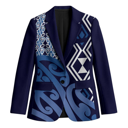 New Zealand Blazer Aotearoa Kowhaiwhai Mix Taniko Art - Blue - Aussie Hoodie