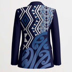 New Zealand Blazer Aotearoa Kowhaiwhai Mix Taniko Art - Blue - Aussie Hoodie
