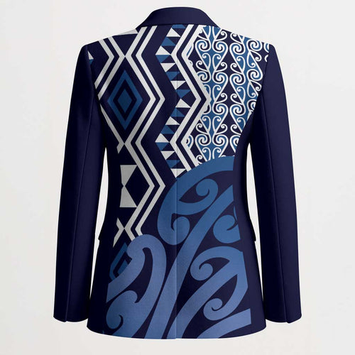 New Zealand Blazer Aotearoa Kowhaiwhai Mix Taniko Art - Blue - Aussie Hoodie