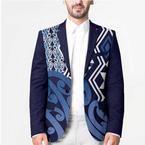 New Zealand Blazer Aotearoa Kowhaiwhai Mix Taniko Art - Blue - Aussie Hoodie
