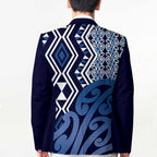 New Zealand Blazer Aotearoa Kowhaiwhai Mix Taniko Art - Blue - Aussie Hoodie
