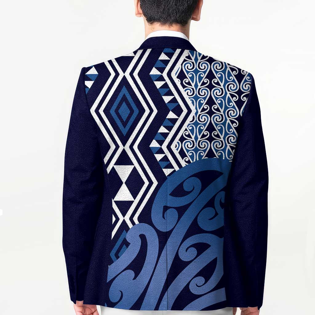 New Zealand Blazer Aotearoa Kowhaiwhai Mix Taniko Art - Blue - Aussie Hoodie