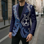New Zealand Blazer Aotearoa Kowhaiwhai Mix Taniko Art - Blue - Aussie Hoodie