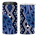 New Zealand 4 in 1 Can Cooler Tumbler Aotearoa Kowhaiwhai Mix Taniko Art - Blue