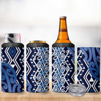 New Zealand 4 in 1 Can Cooler Tumbler Aotearoa Kowhaiwhai Mix Taniko Art - Blue