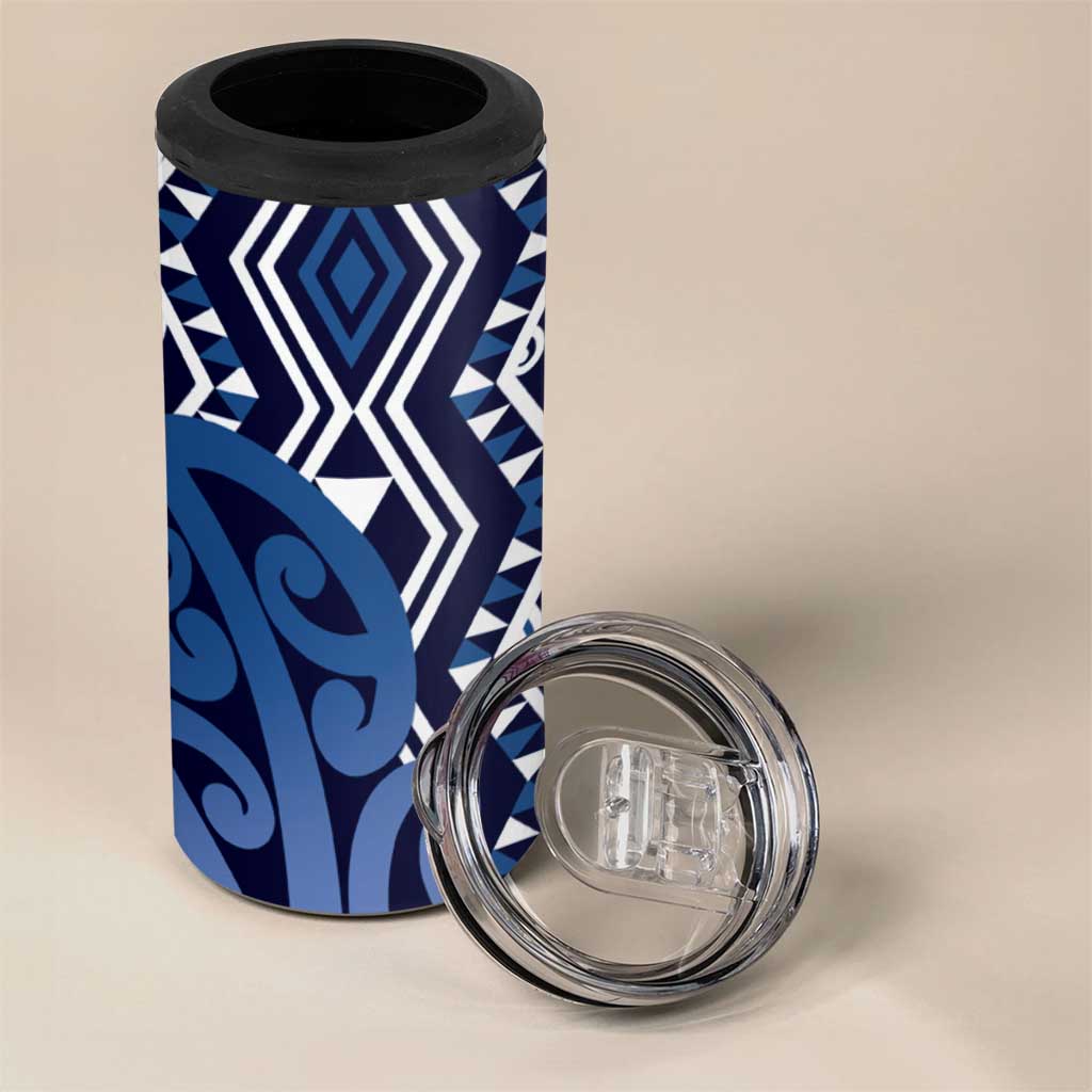 New Zealand 4 in 1 Can Cooler Tumbler Aotearoa Kowhaiwhai Mix Taniko Art - Blue
