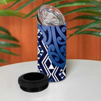 New Zealand 4 in 1 Can Cooler Tumbler Aotearoa Kowhaiwhai Mix Taniko Art - Blue