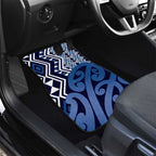 New Zealand Car Mats Aotearoa Kowhaiwhai Mix Taniko Art - Blue