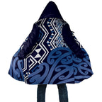 New Zealand Cloak Aotearoa Kowhaiwhai Mix Taniko Art - Blue - Aussie Hoodie