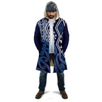 New Zealand Cloak Aotearoa Kowhaiwhai Mix Taniko Art - Blue - Aussie Hoodie