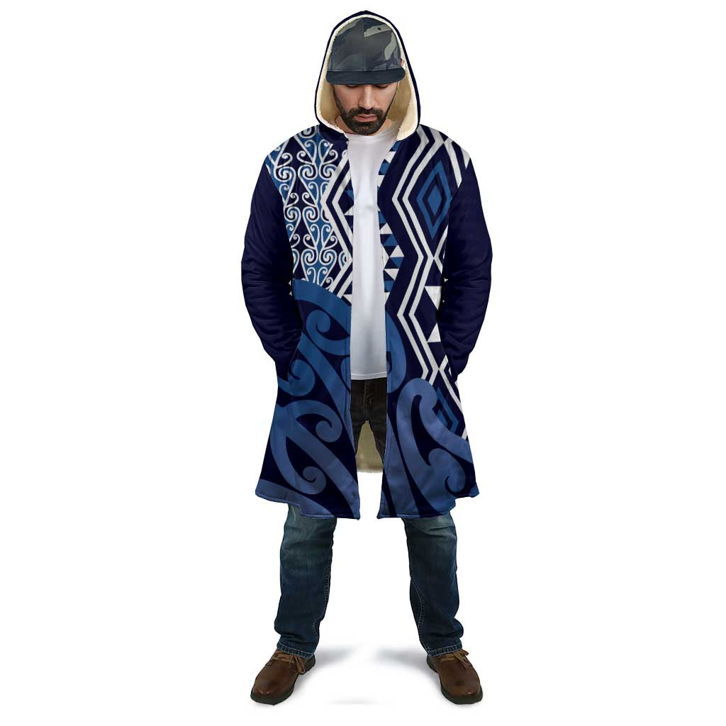 New Zealand Cloak Aotearoa Kowhaiwhai Mix Taniko Art - Blue - Aussie Hoodie