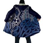 New Zealand Cloak Aotearoa Kowhaiwhai Mix Taniko Art - Blue - Aussie Hoodie