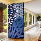 New Zealand Door Cover Aotearoa Kowhaiwhai Mix Taniko Art - Blue - Aussie Hoodie