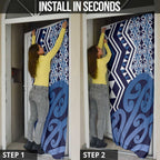 New Zealand Door Cover Aotearoa Kowhaiwhai Mix Taniko Art - Blue - Aussie Hoodie