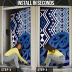 New Zealand Door Cover Aotearoa Kowhaiwhai Mix Taniko Art - Blue - Aussie Hoodie