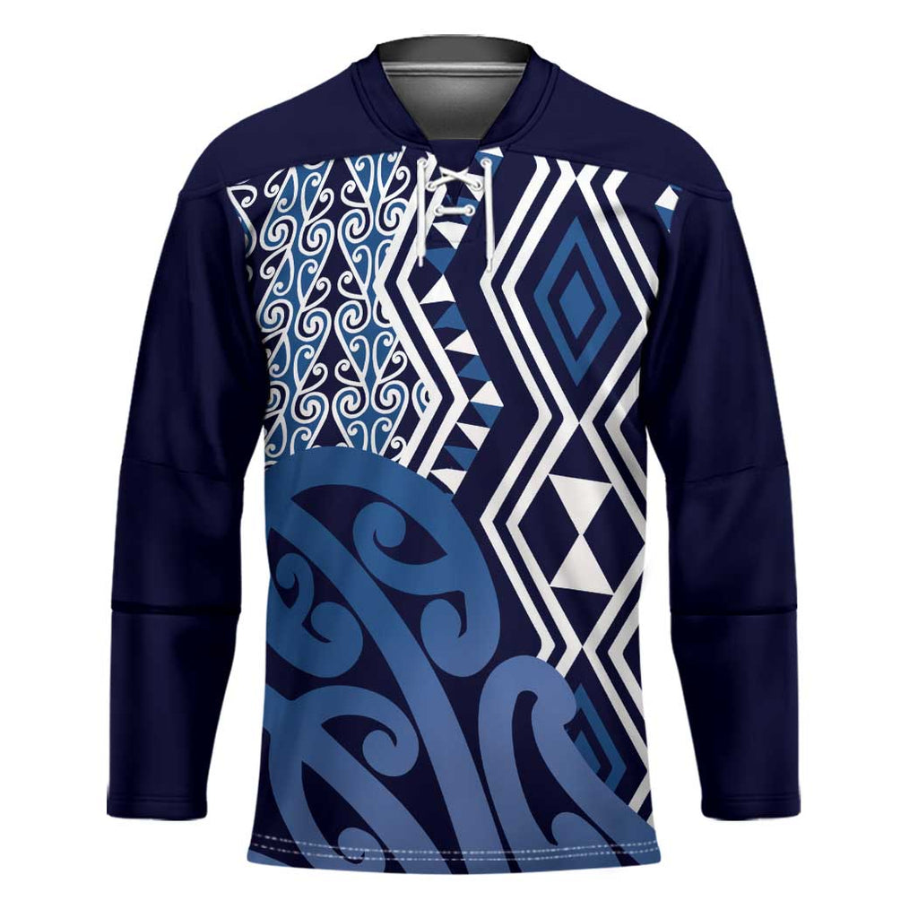 New Zealand Hockey Jersey Aotearoa Kowhaiwhai Mix Taniko Art - Blue - Aussie Hoodie