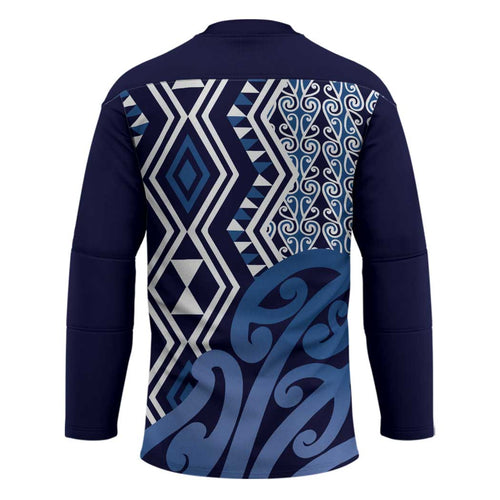 New Zealand Hockey Jersey Aotearoa Kowhaiwhai Mix Taniko Art - Blue - Aussie Hoodie