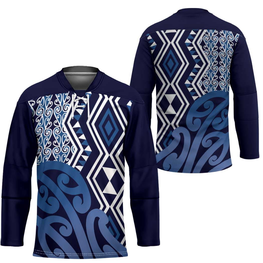 New Zealand Hockey Jersey Aotearoa Kowhaiwhai Mix Taniko Art - Blue - Aussie Hoodie