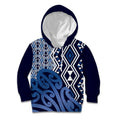 New Zealand Kid Hoodie Aotearoa Kowhaiwhai Mix Taniko Art - Blue