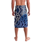 New Zealand Lavalava Aotearoa Kowhaiwhai Mix Taniko Art - Blue