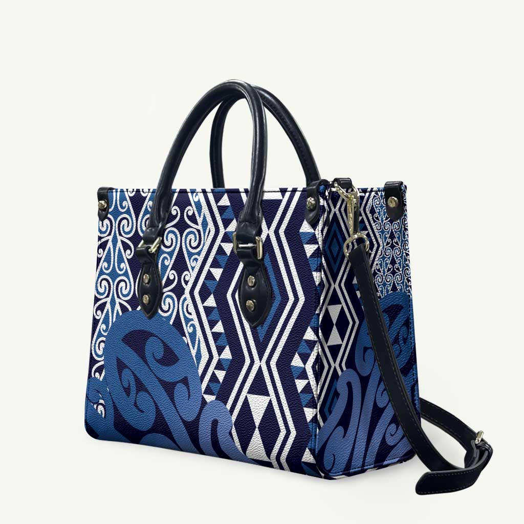 New Zealand Leather Bag Aotearoa Kowhaiwhai Mix Taniko Art - Blue - Aussie Hoodie