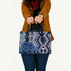 New Zealand Leather Bag Aotearoa Kowhaiwhai Mix Taniko Art - Blue - Aussie Hoodie